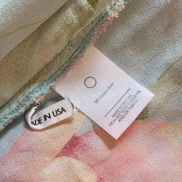 Reformation Tulip Print Silk Dress Womens Small/XS Mint Green Floral Pockets - Picture 5 of 10